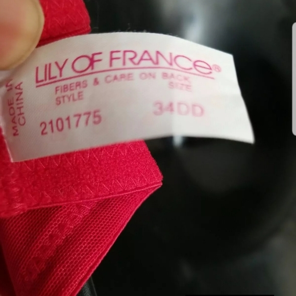 Lilly of France Padded Underwire Red & Leopard Print Trim NWT Sz. 34DD - Picture 6 of 7